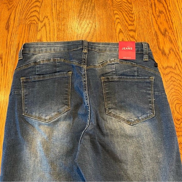 NWT New Tengfu Size 6 Skinny Distressed Denim Blue Jeans Cuffed - Picture 10 of 12